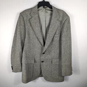 Broadstreet’s Wool Herringbone Blazer 40R Men Gray Union Made Carlin’s Vintage